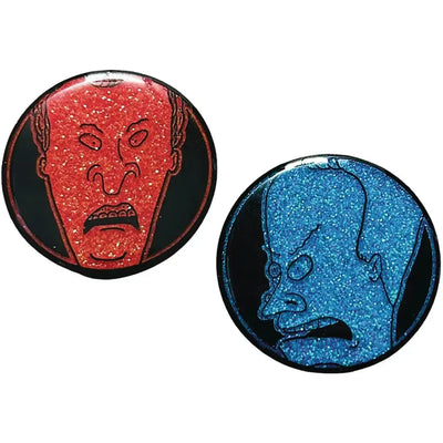 Beavis and Butt-Head - Glittery Red & Blue Pin Badge Set (1.25