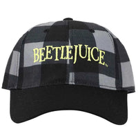 Beetlejuice - Plaid Embroidered Hat (Black / Gray) - Bioworld- Image 1