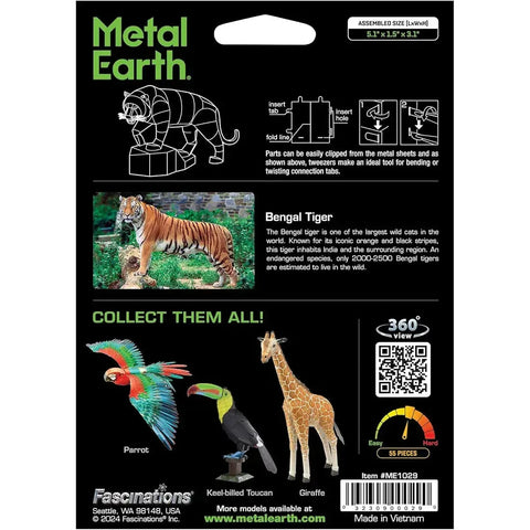 Bengal Tiger Figure Model Kit (Steel, Moderate Difficulty) - Fascinations - Metal Earth Series