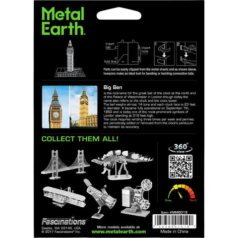 Big Ben Tower Figure Model Kit (Steel, Moderate Difficulty) - Fascinations - Metal Earth Series
