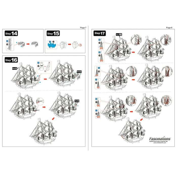 Black Pearl (Black Version) Ship 3D Figure Model Kit (Steel, Hard Difficulty) - Fascinations - Metal Earth Premium Series - (2022)