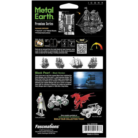 Black Pearl (Black Version) Ship 3D Figure Model Kit (Steel, Hard Difficulty) - Fascinations - Metal Earth Premium Series - (2022) - Image 3