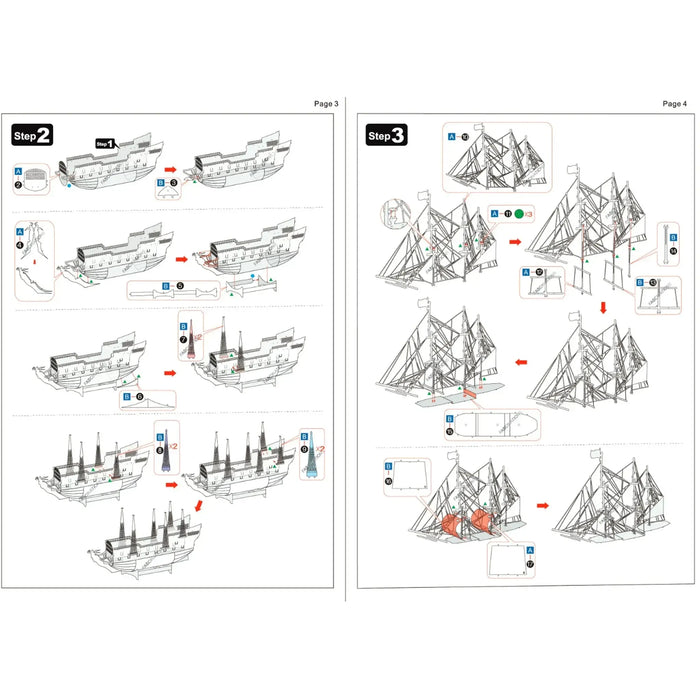 Black Pearl (Black Version) Ship 3D Figure Model Kit (Steel, Hard Difficulty) - Fascinations - Metal Earth Premium Series - (2022)