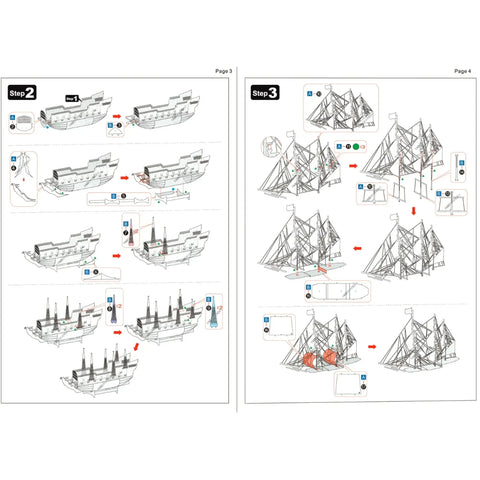 Black Pearl (Black Version) Ship 3D Figure Model Kit (Steel, Hard Difficulty) - Fascinations - Metal Earth Premium Series - (2022) - Image 8