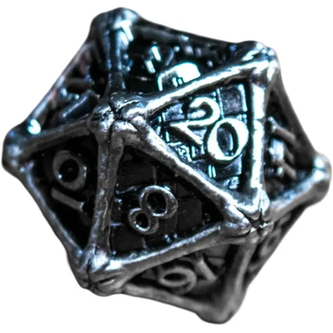 Black & Silver Dragon Bones Dice Set (7 Dice, Polyhedral) - Game Master Dice