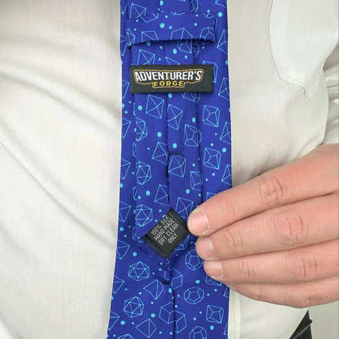 Blue Dice Pattern Premium Necktie (Handmade, 100% Silk) - Adventurer's Forge - Image 10