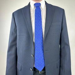 Blue Dice Pattern Premium Necktie (Handmade, 100% Silk) - Adventurer's Forge