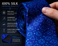 Blue Dice Pattern Premium Necktie (Handmade, 100% Silk) - Adventurer's Forge