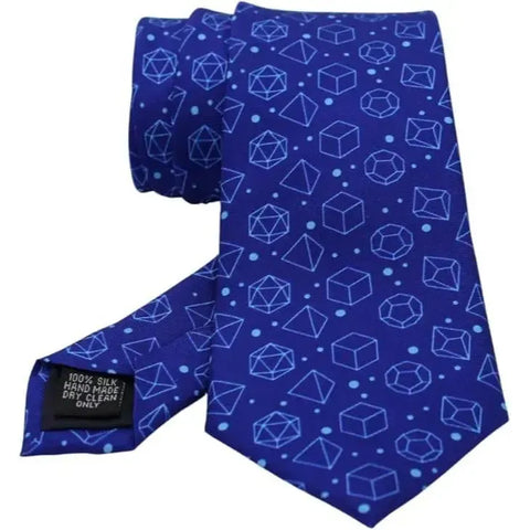 Blue Dice Pattern Premium Necktie (Handmade, 100% Silk) - Adventurer's Forge