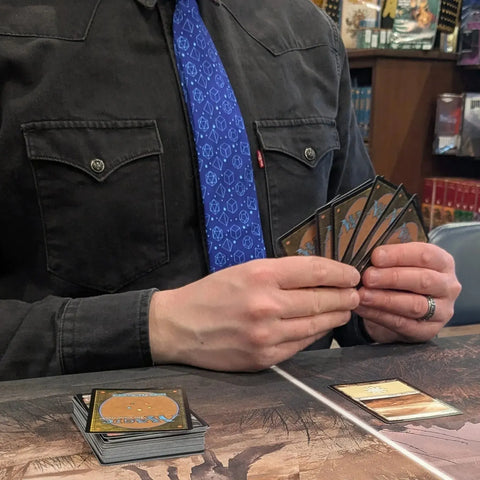 Blue Dice Pattern Premium Necktie (Handmade, 100% Silk) - Adventurer's Forge