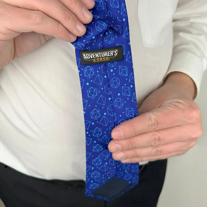 Blue Dice Pattern Premium Necktie (Handmade, 100% Silk) - Adventurer's Forge