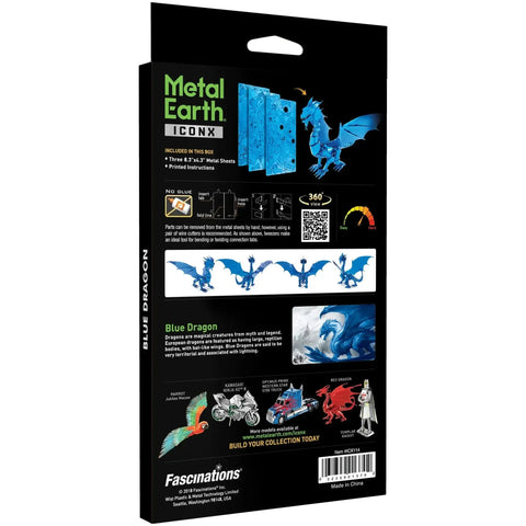 Blue Dragon Figure Model Kit (Steel, Hard Difficulty) - Fascinations - Metal Earth Premium Series - (2023) - Image 3