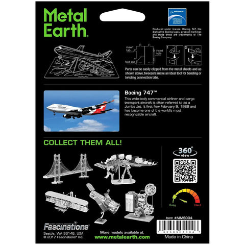 Boeing 747 Jumbo Jet Airliner Figure Model Kit (Steel, Easy Difficulty) - Fascinations - Metal Earth Series - (2024) - Image 3