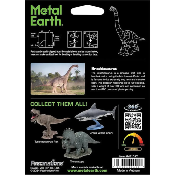 Brachiosaurus Dinosaur Figure Model Kit (Steel, Moderate Difficulty) - Fascinations - Metal Earth Series