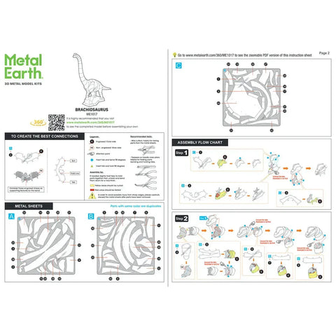 Brachiosaurus Dinosaur Figure Model Kit (Steel, Moderate Difficulty) - Fascinations - Metal Earth Series