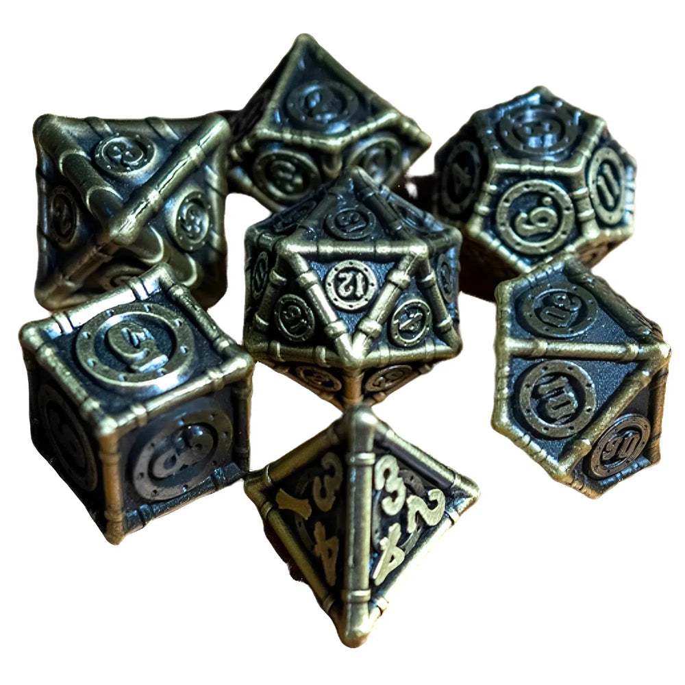 Brassworks Steampunk 7-Piece Polyhedral Dice Set - Game Master Dice