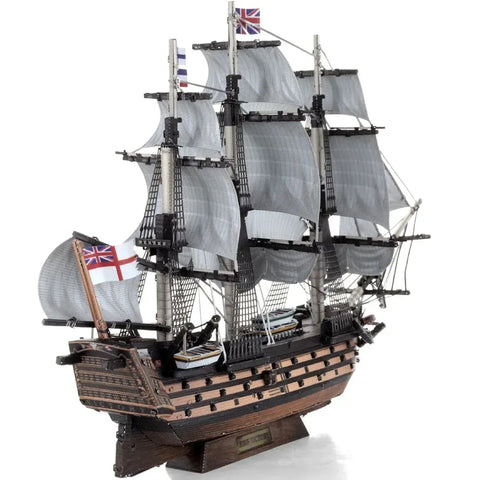 British Royal Navy - HMS Victory Ship Figure Model Kit (1:370 Scale, Steel, Challenging Difficulty) - Fascinations - Metal Earth Premium Series