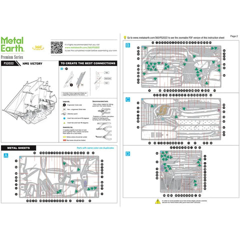 British Royal Navy - HMS Victory Ship Figure Model Kit (1:370 Scale, Steel, Challenging Difficulty) - Fascinations - Metal Earth Premium Series