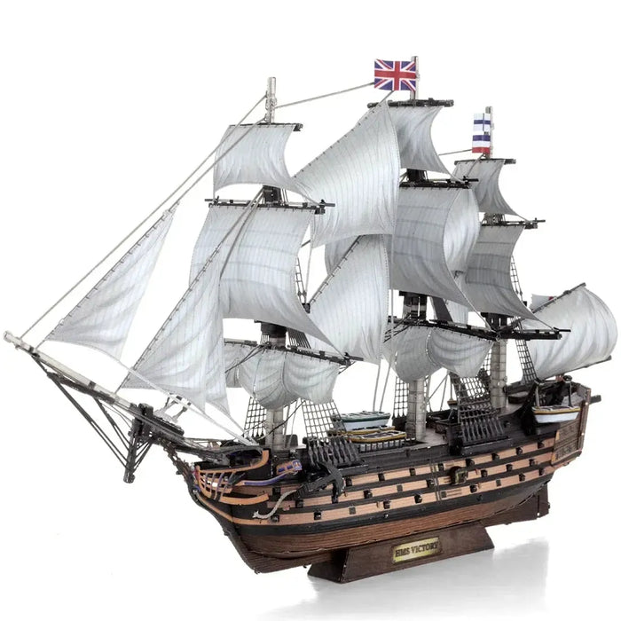 British Royal Navy - HMS Victory Ship Figure Model Kit (1:370 Scale, Steel, Challenging Difficulty) - Fascinations - Metal Earth Premium Series
