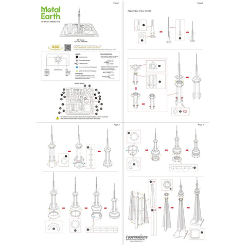 CN Tower Building 3D Figure Model Kit (Steel, Moderate Difficulty) - Fascinations - Metal Earth Series - (2022) - Image 8