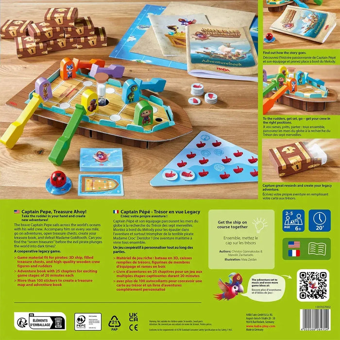 Capt'n Pepe: Treasure Ahoy! - Cooperative Pirates Board Game for Family, Adults, and Children (2-5 Players, Ages 6+) - HABA