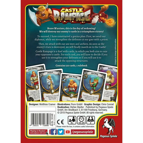 Castle Rampage - Strategy War Card Game for Family, and Adults (2 Players, Ages 8+) - Pegasus Spiele
