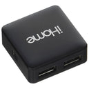 Center Link 4-Port Travel USB Hub (IH-U200B, Black) - iHome