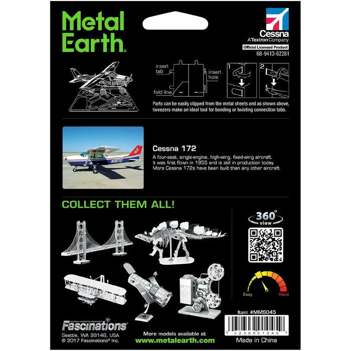 Cessna 172 Airplane Figure Model Kit (Steel, Moderate Difficulty) - Fascinations - Metal Earth Series - (2023)