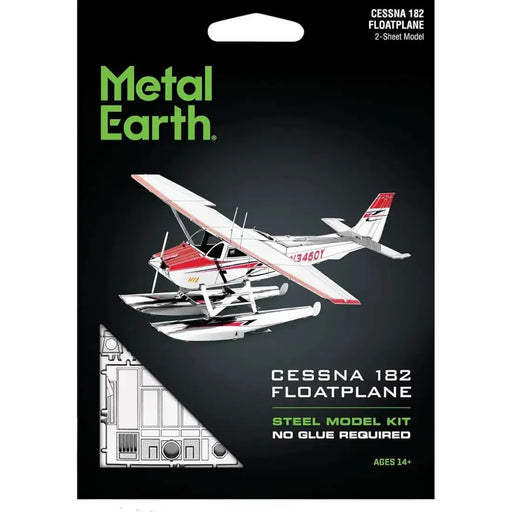 Cessna 182 Floatplane Plane Figure Model Kit (Steel, Moderate Difficulty) - Fascinations - Metal Earth Series
