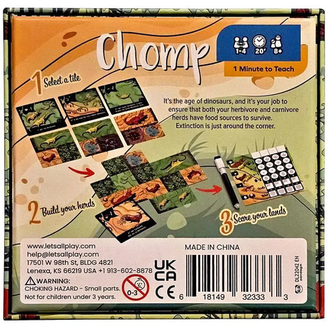 Chomp - Tile Placement Dinosaur Board Game for Family, Adults, and Children (1-4 Players, Ages 10+) - Allplay