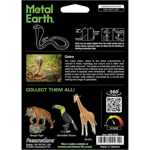Cobra Snake Figure Model Kit (Steel, Moderate Difficulty) - Fascinations - Metal Earth Series