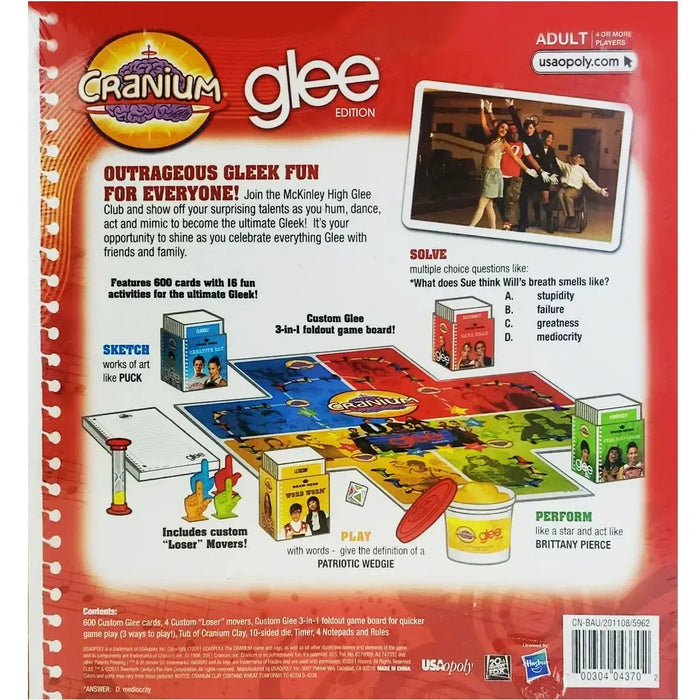 Cranium: Glee Edition - Party TV/Music Board Game for Family, and Adults (4+ Players, Age 18+) - USAopoly