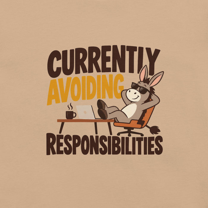 Currently Avoiding Responsibilities T-Shirt - Funny Lazy Donkey Graphic Tee