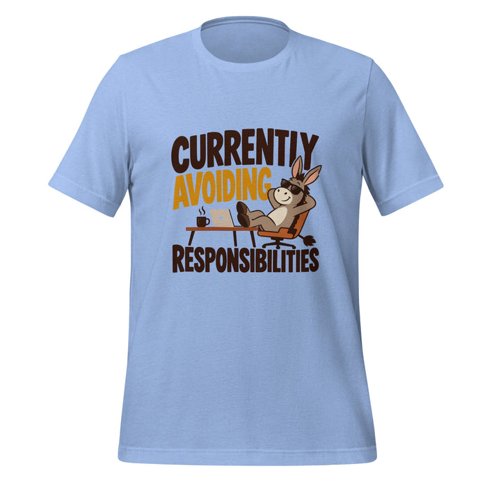 Currently Avoiding Responsibilities T-Shirt - Funny Lazy Donkey Graphic Tee
