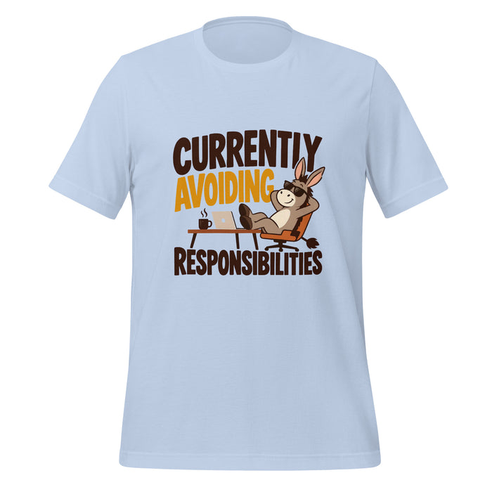 Currently Avoiding Responsibilities T-Shirt - Funny Lazy Donkey Graphic Tee