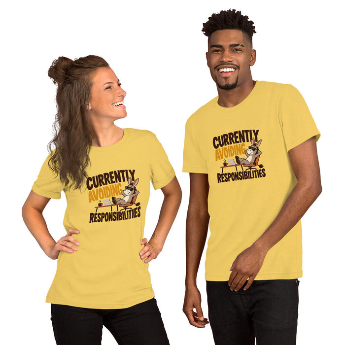 Currently Avoiding Responsibilities T-Shirt - Funny Lazy Donkey Graphic Tee