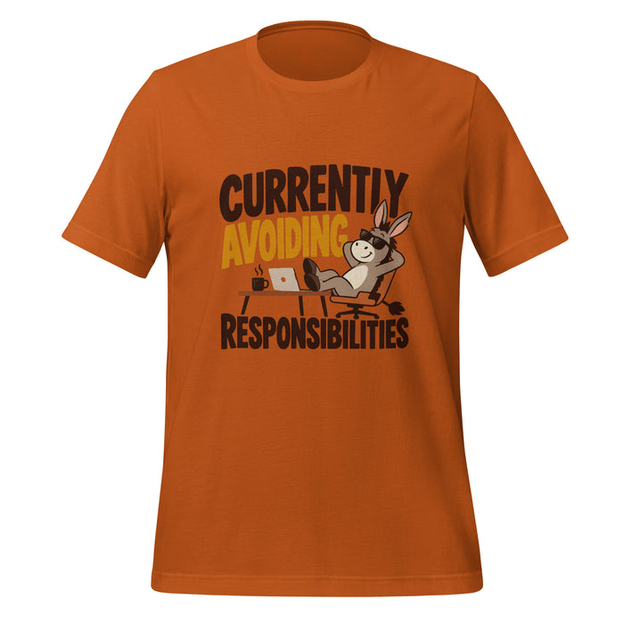 Currently Avoiding Responsibilities T-Shirt - Funny Lazy Donkey Graphic Tee