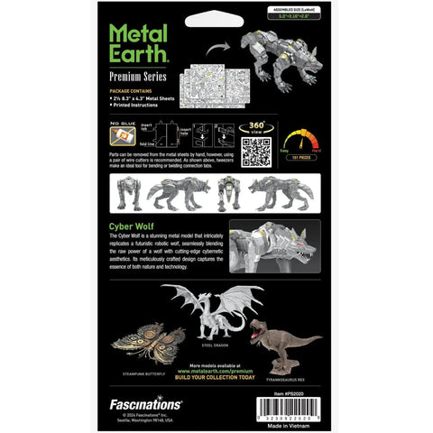 Cyber Wolf Figure Model Kit (Steel, Moderate Difficulty) - Fascinations - Metal Earth Premium Series - (2024) - Image 3