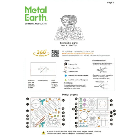DC Comics [Batman: The Dark Knight] - Bat Signal Figure Model Kit (Steel, Challenging Difficulty) - Fascinations - Metal Earth Series