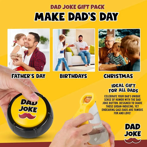 Dad Joke Gift Set | Talking Dad Joke Bottle Opener & Button Set | Funny Gifts for Dad | Fathers Day Birthday Christmas Gift