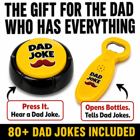 Dad Joke Gift Set | Talking Dad Joke Bottle Opener & Button Set | Funny Gifts for Dad | Fathers Day Birthday Gift - Image 2