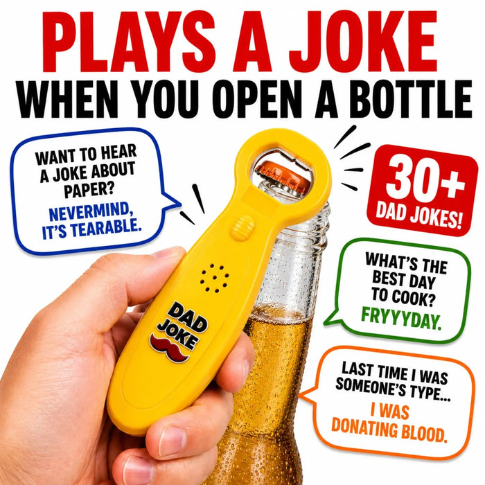 Dad Joke Gift Set | Talking Dad Joke Bottle Opener & Button Set | Funny Gifts for Dad | Fathers Day Birthday Gift