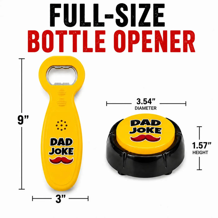 Dad Joke Gift Set | Talking Dad Joke Bottle Opener & Button Set | Funny Gifts for Dad | Fathers Day Birthday Gift