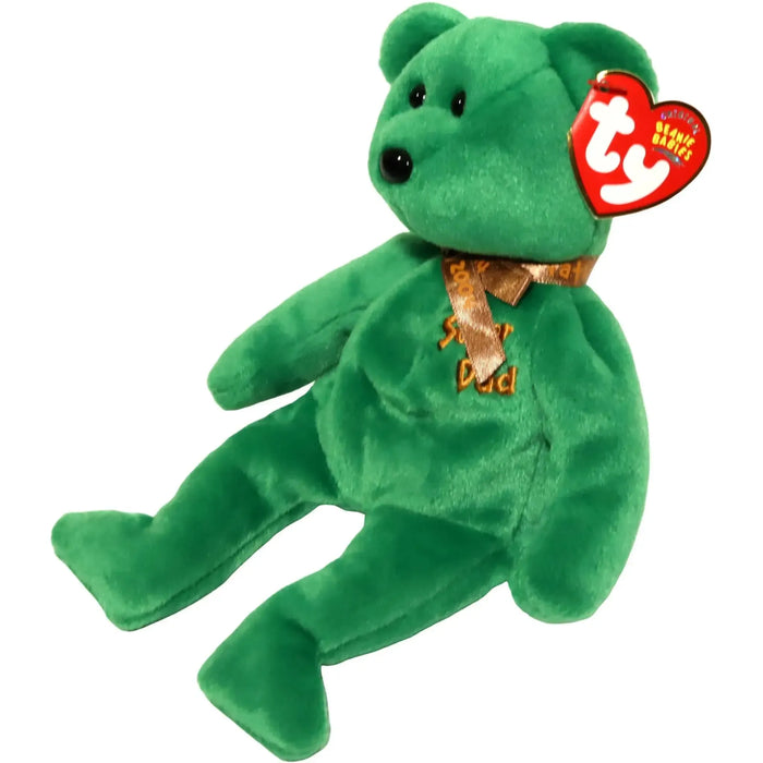 Dad-e the Super Dad Green Bear Plush (8") - Ty - Original Beanie Babies Series (2004)