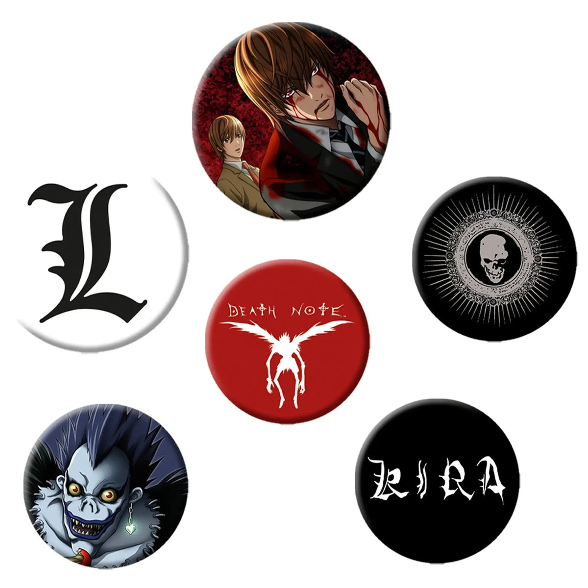 Death Note - Characters & Symbols Pin Badge Set (6-Pack