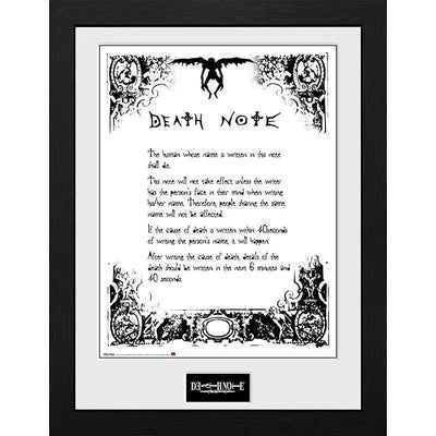 Death Note - Notebook Rules Framed Print (13.5