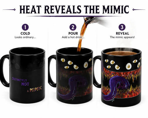 "Definetly Not A Mimic" Magic Heat-Change Mug for Tabletop Gamers, Dungeon Masters & Nerds (Ceramic, 11 oz.) - Adventurer's Forge