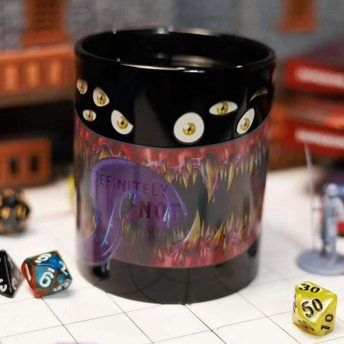 "Definetly Not A Mimic" Magic Heat-Change Mug for Tabletop Gamers, Dungeon Masters & Nerds (Ceramic, 11 oz.) - Adventurer's Forge