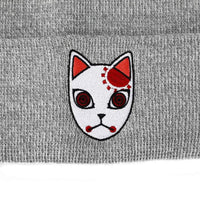Demon Slayer - Fox Warding Mask Cuff Beanie Hat (Gray, Embroidered) - Bioworld- Image 3