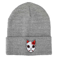 Demon Slayer - Fox Warding Mask Cuff Beanie Hat (Gray, Embroidered) - Bioworld- Image 1